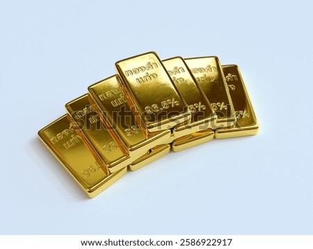 3d render gold bar with thai word isolated on white
