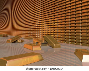 3d Render Of Gold Bullion Vault