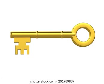 3d Render Of A Gold Key