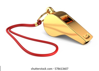 3d Render Of A Gold Whistle Isolated On White