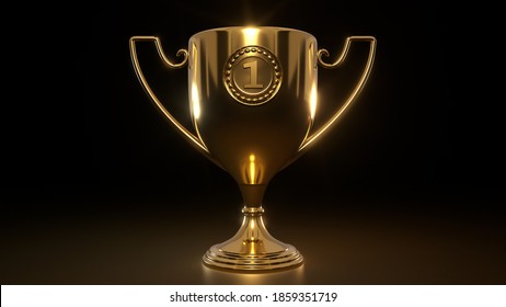 3D Render Of A Golden 1st Place Trophy