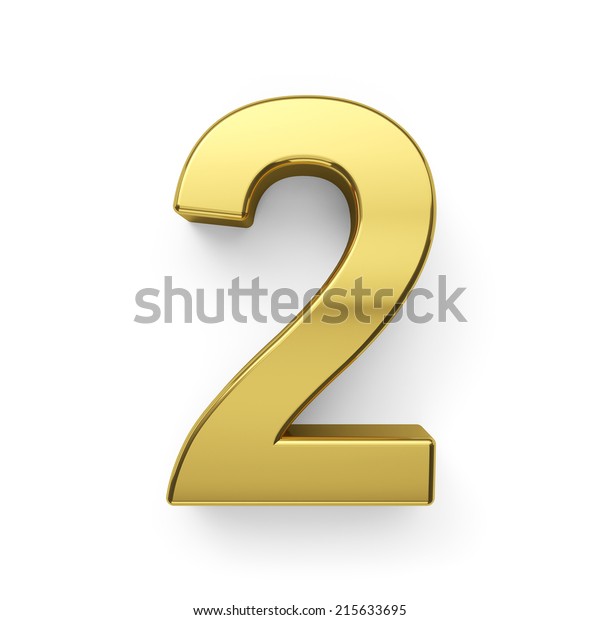 金色の数字の2シンボル 2の3dレンダリング 白い背景に分離型 のイラスト素材