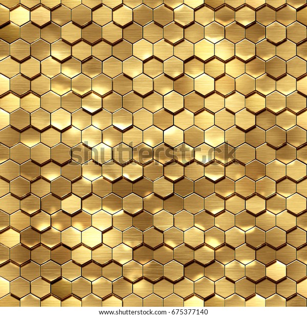 3dレンダリング 金色のハニカム壁テクスチャ 金色の六角形クラスタ 抽象的な幾何学的な背景 高解像度のシームレスなテクスチャ のイラスト素材