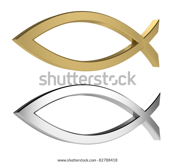 3d Render Golden Silver Icthus Isolated Stock Illustration 82788418 ...