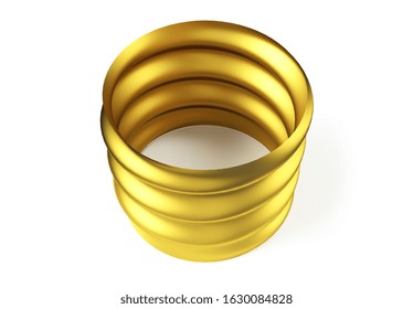 3d render of golden spring on white