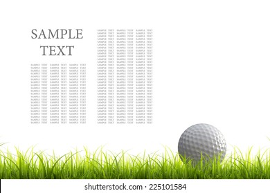 3d render of golf ball on green lawn isolated on white background. High resolution 