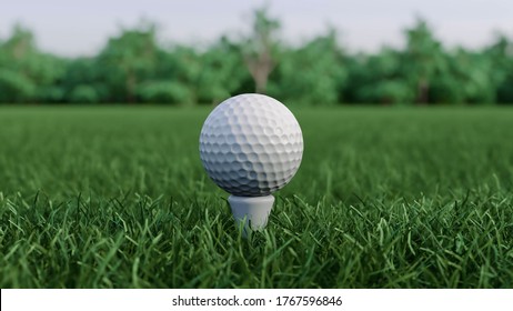 3d render A golf ball stands on the lawn - Powered by Shutterstock