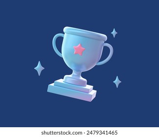 3d render of gradient achievement award champion or winner with competition contest trophy cup illustration icon for UI UX web social media apps ads design