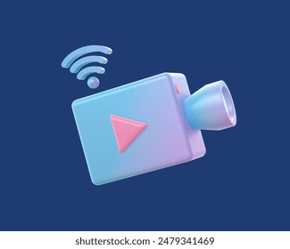 3d render of gradient content creator online live streaming on camera illustration icon for UI UX web social media apps ads design