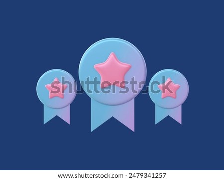 3d render of gradient winner or champion favorite star badge achievement award honor illustration icon for UI UX web social media apps ads design