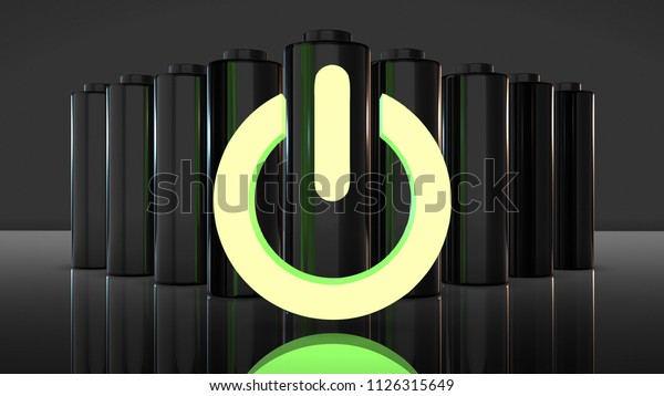 3D render graphic Battery power\
energy fast recharge voltage green power renewable\
energy