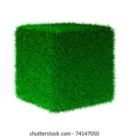 3d Render Of Grass Cube