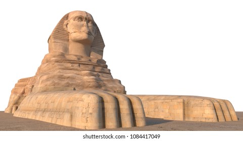 3D render of the Great Sphinx against a neutral background.  