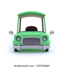 3d Render Of A Green Cartoon Style Car.