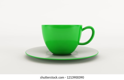 3D render of a green coffee cup on a white background