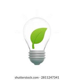 3D render of a green lightbulb with a growing plant sprout inside, ecological power innovation and sustainable botanical energy concept illustration.
