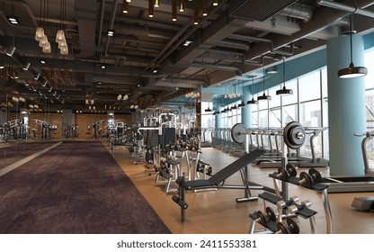 3d render of gym fitness club interior - Powered by Shutterstock