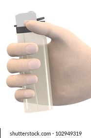 3d render of hand with ligter