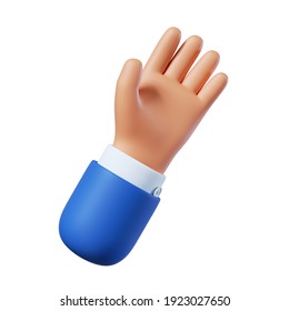 3d Render. Hand With Open Palm Icon. Cartoon Character Gesture. Business Clip Art Isolated On White Background