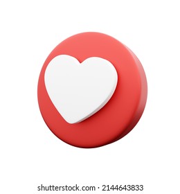3D render heart shape isolated on white. 3D render icon red and white. 3D render heart icon.