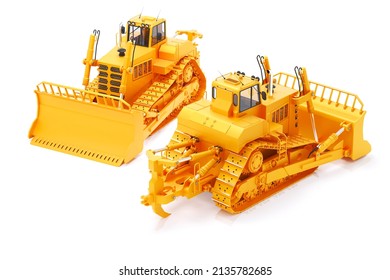 3d render heavy duty construction buldozer vehicle tractor