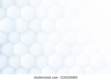 3D Render Hexagonal Texture Light Blue Abstract Background. Three Dimensional Hexagon Blocks Molecular Grid Structure 4K 8K Very High Definition White Wallpaper. Futuristic Art Sci Fi Plain Backdrop