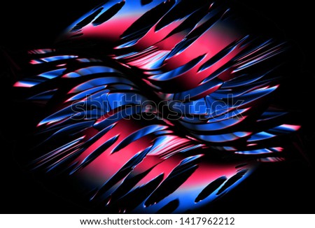 3d render hi tech metallic abstarct background. Red and blue gradient mechanism 3d illustration texture.
