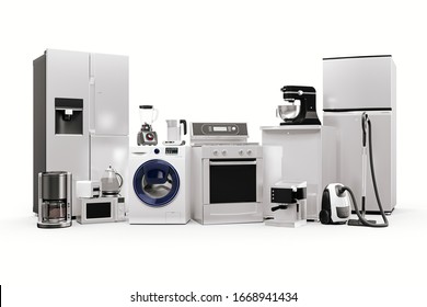 3d Render Of Home Appliances Collection Set