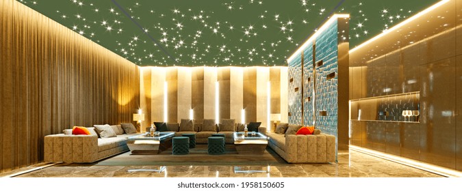 3d Render Of Home Cinemaroom, Club House