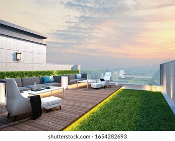 3d Render Home Terrace Balcony Garden