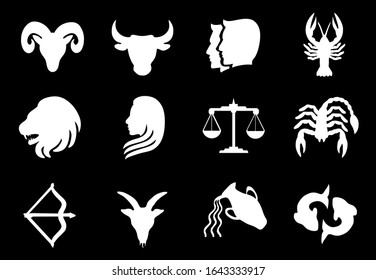 Zodiac Signs Flat Buttons Set Horoscope Stock Vector (Royalty Free ...