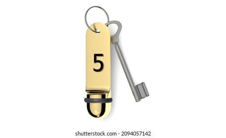 3d Render Of Hotel Room Key Isolated On White Background