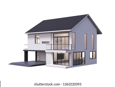 3d Render Of House Isolated On A White.