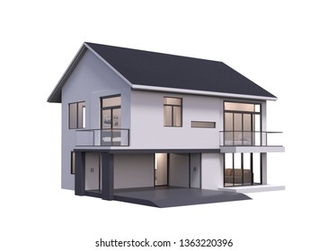 3d Render Of House Isolated On A White.