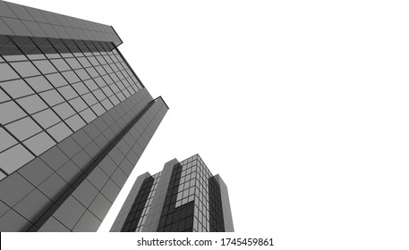 3D render huge skyscraper, office building business center or bank