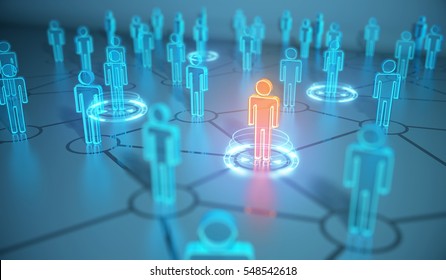 3d render human social network and leadership as concept.