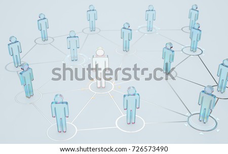 3d render human social network and leadership as concept.