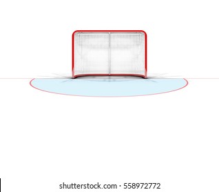 A 3D render of an ice hockey goal on an isolated white background