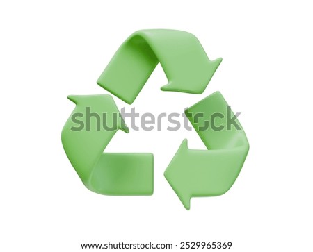 3D Render Icon Recycle Arrows Emblem Eco Symbol. Ecology Green Energy Environment Concept. 3D Illustration Design Web Mobile App