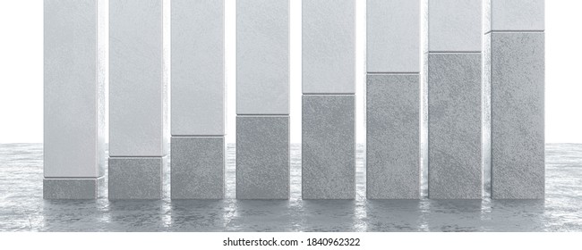 3d render illustration bars colums diagram style increasing business concept
