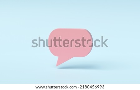 3D render, 3D illustration. Blank speech bubble talk icon or comment sign symbol on blue background.
