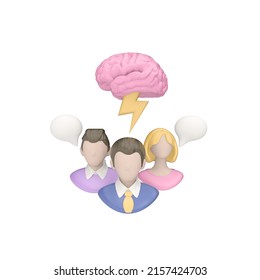 3d render illustration of brainstorming, teamwork discussion. Modern trendy design. Simple icon for web and app. Isolated on white background