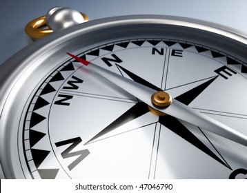 D Render Illustration Brass Compass Close Stock Illustration