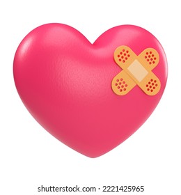 Ilustración 3 d de corazón roto y fijo. Icono simple para web y aplicación. Diseño moderno y de moda. Aislado sobre fondo blanco.