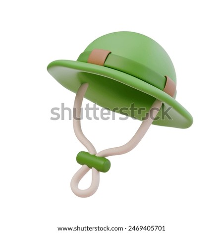 3d render illustration of camping cap, panama or bucket hat. Hiking, travel, adventure. Protective clothing for tourist. Isolated object