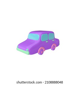 3d Render Illustration Of Car. Modern Trendy Design. Simple Icon For Web And App. Isolated On White Background.