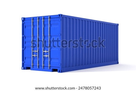 3d render illustration of a closed cargo container. Perspective view.