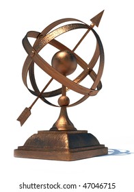 3d render illustration of  conceptual armillary sphere  - celestial globe.