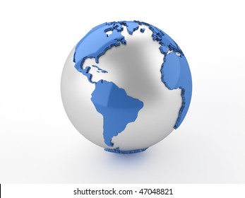 3d Render Illustration Of Earth Globe Showing America.