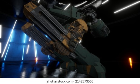 3d render illustration of ED209 robot